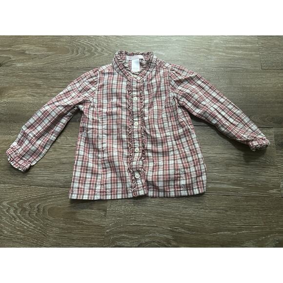 Janie & Jack English Rider 18–24M Cream Red Brown Button-Up Top EUC - Picture 1 of 3